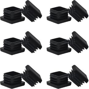 1" 1x1 Square Tube End Cap Plastic Plugs 12Pcs, 1"x1" 1 Inch Square Tubing Plug 1x1 Tube End Caps Black Fence Post Pipe Cap Cover 1x1 Inch Tubing Insert Chair Glide Finishing Plugs