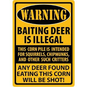 Rivers Edge, Tin Sign Warning- Baiting Deer, Size Retro Wall Home Bar Pub Vintage Cafe Decor, 8x12 Inch