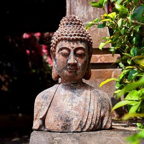 Buddha Statue for Home, Meditating Buddha Bust Statues, Rustic Spiritual Buddha Head Statue, Naturel Antique Bronze Rust Finish, 16.2" H Magnesia (Magnesia)