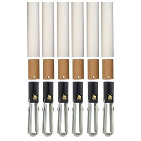 Creative Hobbies Chandelier Lighting Fixture Socket Kit, Adjustable Height Candelabra E-12 Sockets with Cardboard Insulators and 4-Inch Tall White Plastic Candle Cover Sleeves, Set of 6