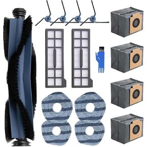 16 Pcs Replacement Parts Kit for eufy X10 Pro Omni Robot Vacuum, Washable and Reusable, 1 Roller Brush, 4 Side Brush, 2 Filters, 4 Mop Cloths, 4 Dust Bags, 1 Cleaning Brush