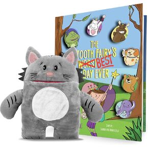 Book and Gizmo Cat Tooth Fairy Pillow Bundle, Interactive Set Includes 8" Plush Toy with Lost Tooth Pocket and The Tooth Fairy's Best Day Ever! Hardcover Book