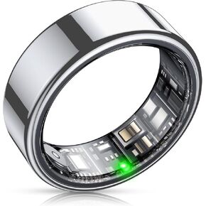 Smart Ring, Heart Rate/Sleep/Blood Oxygen Monitoring, Step Count, Wearable Fitness Tracker, APP Bluetooth Connected, IP68 Waterproof,Silver (Size 10)