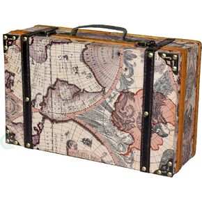 Vintiquewise(TM) Old World Map Suitcase/Decorative Box