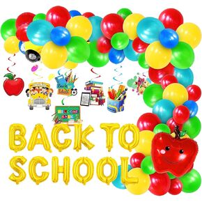 96 Pcs Back to School Decorations Welcome Back to School Decorations Include Apple School Bus Back to School Ballons Hanging Swirls for First Day of School Party