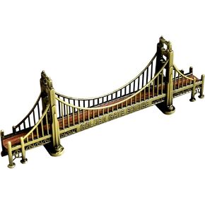 American Golden Gate Bridge Statue San Francisco Golden Gate Bridge Metal Landmark Architectural Model Desktop Metal Craft Decorations，7" Length (Golden Gate Bridge)