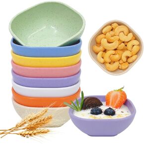 8 Pack Small Bowls, 4.5 OZ Wheat Straw Bowls Soy Sauce Dish, Unbreakable Dessert Bowls, Assorted Colors Dipping Sauce Cups, Small Plastic Bowls Prep Bowls for Side Dishes, Dessert, Snacks, Sauce