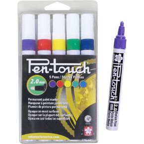SAKURA Pen-Touch Paint Markers - Permanent Marker Pen - Assorted Metallic Colors - Medium Tip Size - 5 Pack
