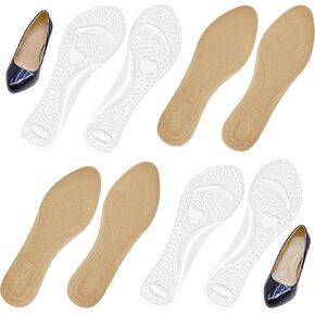 WAYUTO 4 Pairs High Heel Inserts Women Gel High Heel Inserts Cushioning Insoles for Sandals Pigskin Non-Slip High Heel Cushion Inserts Arch Support Insoles Breathable Shoe Inserts for Dress Shoes