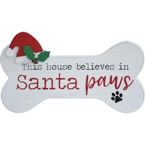 Paris Loft Pet Christmas Sign, This house Believes in Santa Paws, Dog Bone Christmas Sign, Wood Holiday Sign, Dog Decor for Living Room, Dining Room, Family Room, Entry or Kitchen