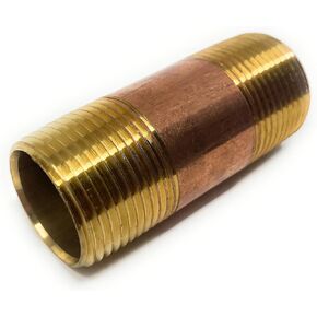 Metal Magery Brass Long Nipple 1" X 1", 3" Length, Male NPT Pipe Fitting