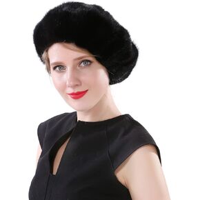 NWSTESLE Winter Fur Hat for Women Warm Knitted Fur Cap Beanie for Women wiht Mink Fur