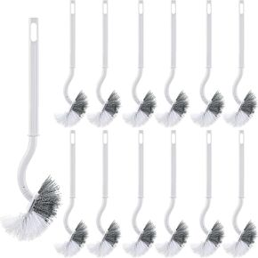 12 Pcs Curved Toilet Cleaning Brush Without Holder Long Handle Curved Toilet Brush Hanging Toilet Bowl Brush Under The Rim Household Cleaning Brushes for Bathroom Deep Cleaning (Gray)