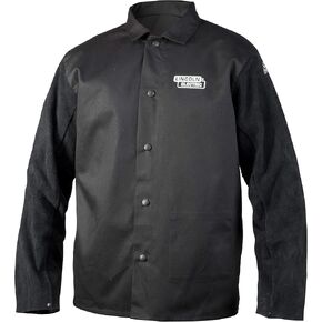 Lincoln Electric unisex adult Traditional Split Leather Sleeved Welding Jacket, Black, Medium US