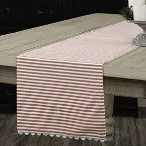 Piper Classics Farmhouse Ticking Stripe Red Runner, 13x72