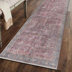 Rugshop Distressed Vintage Bordered Machine Washable Area Rug Ideal for Living Room, Bedroom,Kitchen,Entryway,Dining Room,Office 2'6" x 7' Multi