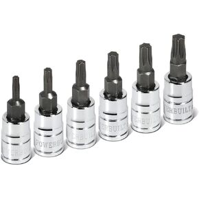 Powerbuilt 6 Pc. 1/4 in. Drive Torx Bit Socket Set, T10 to T30 - 640049