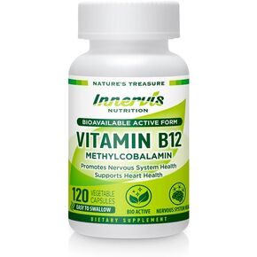 Bioavailable Active Form BioActive Vitamin B12 Support Heart Health Boost Energy 120 Vegetable Capsules Supplement