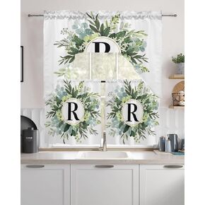 Forest Swag Valance Kitchen Curtains, Rod Pocket Valance Curtain Panels for Bedroom Living Room Bathroom Cafe Windows, Wild Rustic Foggy Fantasy Watercolor Pine Trees 56''x36''
