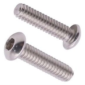 10-32 x 1/2" (50 PCS) Button Head Socket Cap Screws, Stainless Steel 304 (18-8), Full Thread, Fine Thread UNF, ASME/ANSI B18.3-11