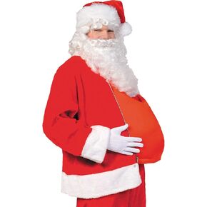 Santa Red Pre-Padded Fabric Belly - One Size Fits Most, 1 Piece - Ideal for Christmas Party Outfits