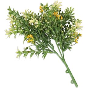 ECOOPTS 2pcs Artificial Bushes Plastic Plants Leaves Stems Artificial Fake Flowers for Home Office Wedding Decoration Christmas Decor (Green Orange)