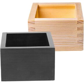 2 Pcs Square Boxes Japanese Sake Small Wooden Box No Cover
