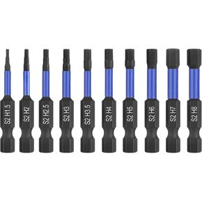 HPHOPE Impact Hex Head Allen Wrench Drill Bit Set 20 Pcs, S2 Steel Hex Bits Set, 1/4" Hex Shank with Magnetism, 50mm Long with Storage Box.