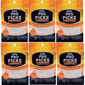 ProPicks Advanced Dental Picks for Teeth Cleaning - Disposable Plastic Toothpicks for Teeth & Gums - Clean & Reach Behind Teeth & Massages Gums - Fresh Mint Flavor - 3 Packages x 80 Toothpicks