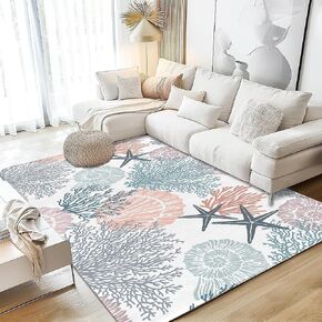Teal and Grey Area Rug 5x7, Washable Large Rugs for Living Room, Ultra Soft Non-Slip Bedroom Rug Abstract Art Painting Farmhouse Carpet Rug for Dining Room Dorm Office Home Decor