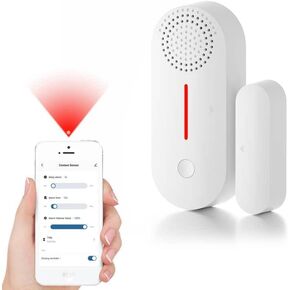 Door Alarm Sensor WiFi Home Security Door Open Contact Sensors Wireless Real-Time 2 in 1 Door Window Alarm up to 100db, iKiKin Home Security Door Open Contact Sensors, Work with Alexa