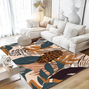 Teal and Grey Area Rug 5x7, Washable Large Rugs for Living Room, Ultra Soft Non-Slip Bedroom Rug Abstract Art Painting Farmhouse Carpet Rug for Dining Room Dorm Office Home Decor