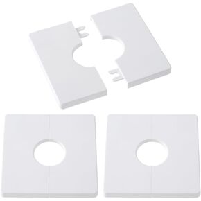 Escutcheon Plate Wall Split Flange 3pcs, 1.1in Water Pipe Cover White ABS Plumbing Wall Cover Plate, Self-Adhesive Kitchen Toilet Flange Cover