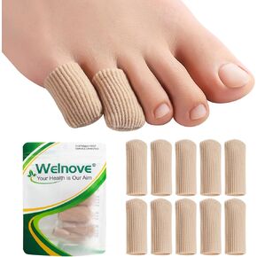 Welnove Gel Toe Cap - 10 Pack Pinky Toe Protector for Women Men - Cushions and Protects to Cover Toes, Relief Toe Pain from Ingrown Toenails, Corns, Blisters, Hammer Toes (Small Size)