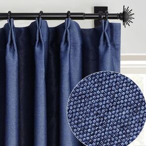 DriftAway Pinch Pleat Blackout Curtains 84 Inches Long Linen Curtains 2 Panels Set Linen Textured Curtains for Bedroom Living Room Thermal Insulated Privacy Back Tab Window Drape 52x84 Dusty Blue