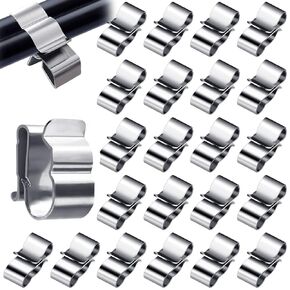 Trailer Frame Wire Clip Stainless Steel Metal Cable Clips Solar Panel Clip Double Wire Clips Clamps for Boat Cargo Camper 30Pcs