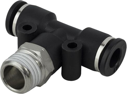 PneumaticPlus PT-1/4-N2 ادفع لتوصيل تركيب الأنبوب، تي شيرت فرع ذكر - أنبوب 1/4 بوصة OD × 1/4 بوصة خيط NPT (عبوة من 10) in Kuwait