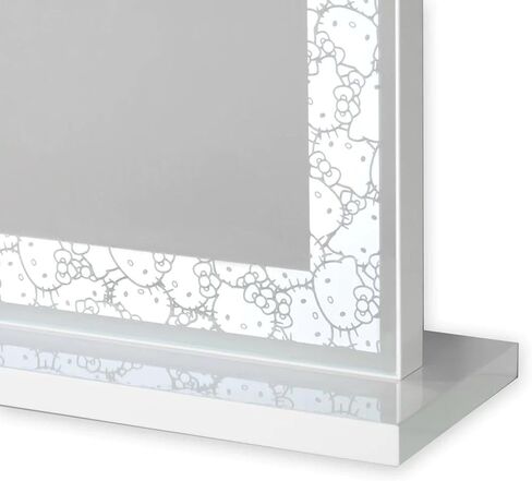 مرآة مكياج فانيتي هالو كيتي RGB بلس فانيتي للمكتب والتطبيق والتحكم باللمس الناعم عاكسة للضوء بألوان قوس قزح مع مرآة مكبرة 3X قابلة للإزالة (أبيض) in Kuwait