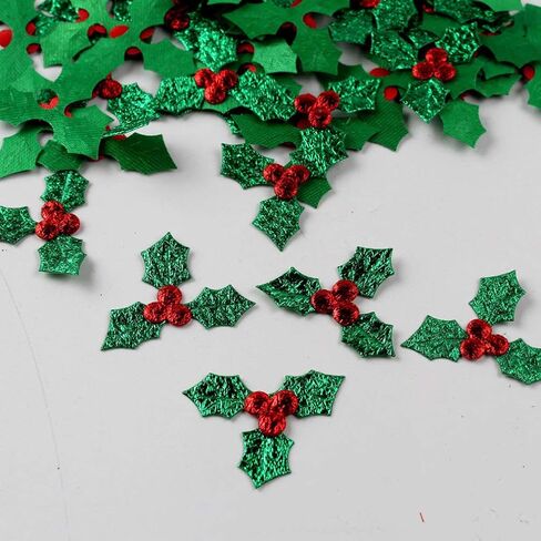 100pcs Artificial Holly Berry with Green Leaves Christmas Holly Berry Branches Headdress Decoration Accessories for DIY Hanging Ornament in Saudi Arabia