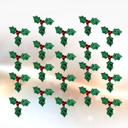 100pcs Artificial Holly Berry with Green Leaves Christmas Holly Berry Branches Headdress Decoration Accessories for DIY Hanging Ornament in Saudi Arabia