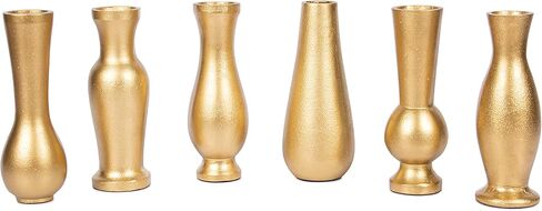 مزهريات معدنية حديثة ذهبية اللون من Koyal للزهور، مجموعة كبيرة من 6 مزهريات صغيرة للزهور، مزهريات برعم in Kuwait