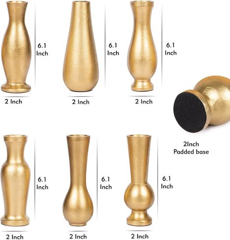 مزهريات معدنية حديثة ذهبية اللون من Koyal للزهور، مجموعة كبيرة من 6 مزهريات صغيرة للزهور، مزهريات برعم in Kuwait