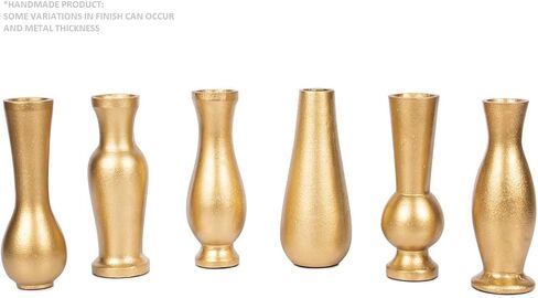 مزهريات معدنية حديثة ذهبية اللون من Koyal للزهور، مجموعة كبيرة من 6 مزهريات صغيرة للزهور، مزهريات برعم in Kuwait