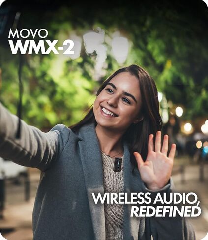 Movo WMX-2-DUO Wireless Lavalier Microphone Lapel Mic with Charging Case - Lav Mic, Wireless Lapel Microphone 2.4GHz Wireless Microphones for Camera, Lapel Mic Wireless for Vlogging, DSLR, Computer in Saudi Arabia