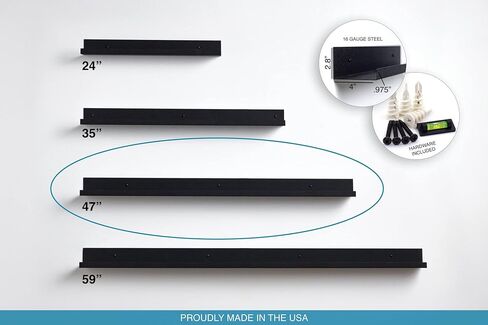 Infinite Design Floating Metal Wall Shelf – Minimalist Premium Floating Shelves MADE IN USA | Easily Mounted, Perfect Floating Shelf for your Living Room, Kitchen, Bathroom or Bedroom | Black, 48 Inch in Kuwait