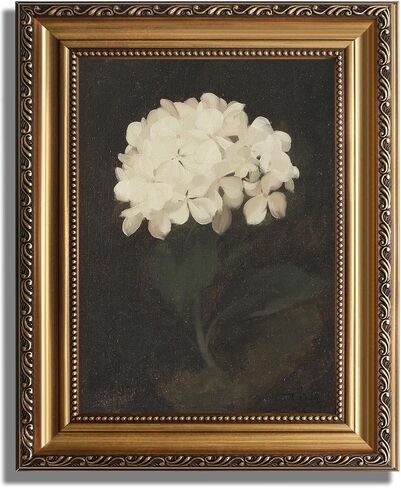 KBKBART Vintage Framed Wall Art for Living Room - White Hydrangea Still Life Flower Canvas Oil Painting Prints for Wall Decor, Classical Floral Wall Decor, Bedroom Bathroom Wall Pictures Artwork, 9’’x12’’ in Saudi Arabia