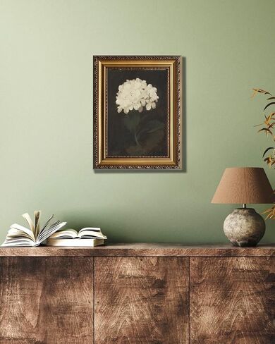 KBKBART Vintage Framed Wall Art for Living Room - White Hydrangea Still Life Flower Canvas Oil Painting Prints for Wall Decor, Classical Floral Wall Decor, Bedroom Bathroom Wall Pictures Artwork, 9’’x12’’ in Saudi Arabia