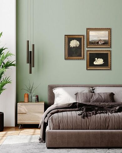 KBKBART Vintage Framed Wall Art for Living Room - White Hydrangea Still Life Flower Canvas Oil Painting Prints for Wall Decor, Classical Floral Wall Decor, Bedroom Bathroom Wall Pictures Artwork, 9’’x12’’ in Saudi Arabia