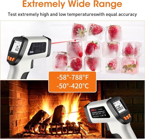 Infrared Thermometer -58°F ~ 752°F (Not for Human), LEERCHUANG Laser Temperature Gun for Pizza Oven, Non-Contact Laser Thermometer Gun with Adjustable Emissivity for Cooking/BBQ/Freezer in Saudi Arabia
