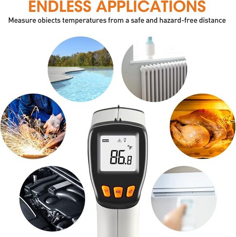 Infrared Thermometer -58°F ~ 752°F (Not for Human), LEERCHUANG Laser Temperature Gun for Pizza Oven, Non-Contact Laser Thermometer Gun with Adjustable Emissivity for Cooking/BBQ/Freezer in Saudi Arabia